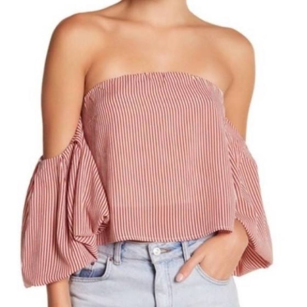Good Luck Gem off the shoulder blouse Red Stripes